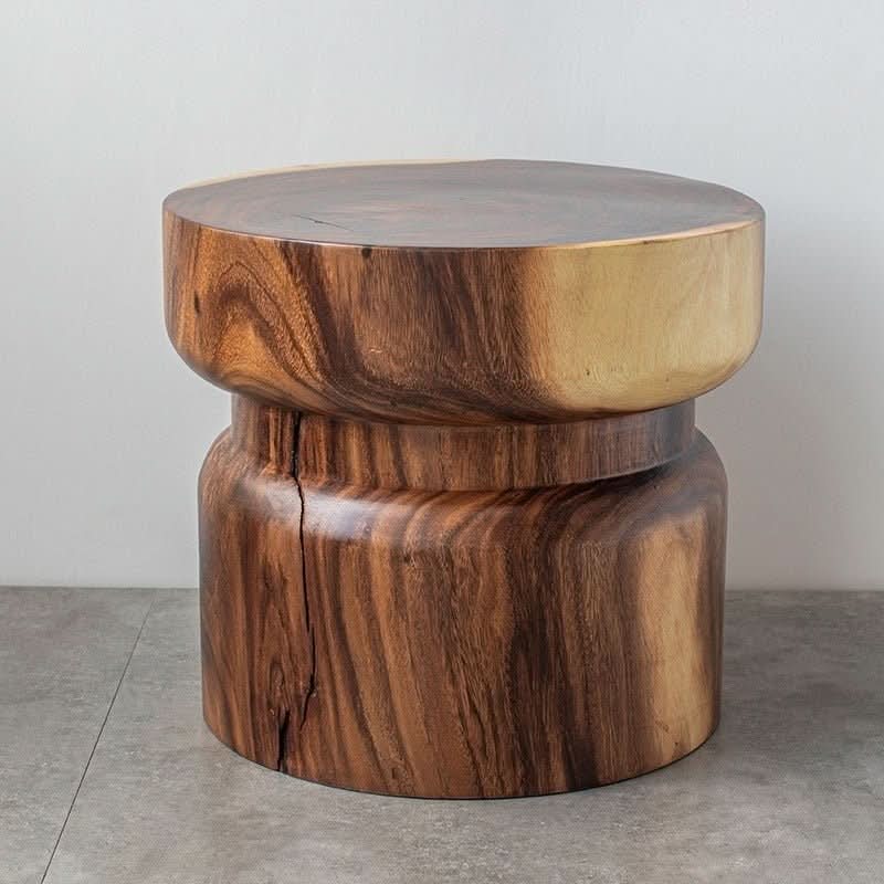 South American Walnut Solid Wood Stool, natural wood grain, modern home decor accent.