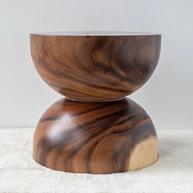 South American Walnut Solid Wood Stool: two rounded wood segments in rich brown tones.