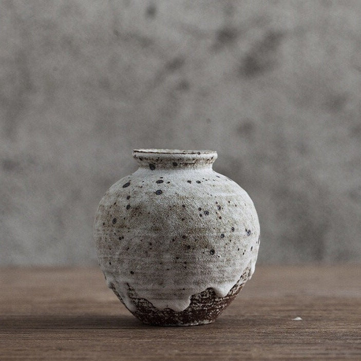 Speckled Gray Small Ceramic Vase | Vases for Pampas Grass, Rustic, Stoneware, Asian, Clay, Farmhouse - -