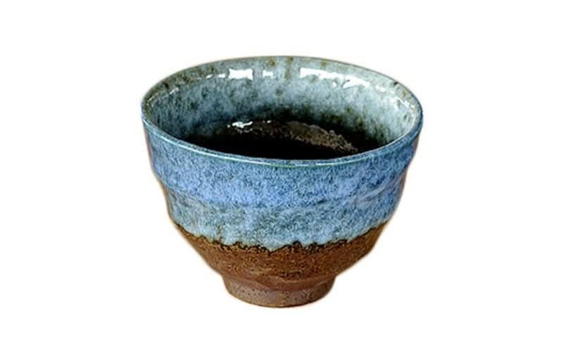 Blue and brown glazed ceramic ramen bowls, 14.54oz, for home decor.