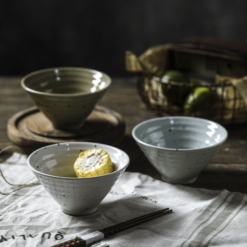 Stoneware Bow With Ring Texture | Cereals, Rice, Pasta, Fruit Bowl, Asian Soup Bowl, Stoneware Bowls - -