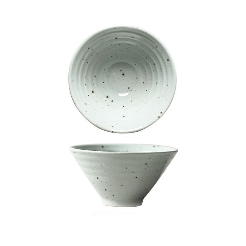 Stoneware Bowl With Ring Texture, speckled white ceramic, perfect for cereals, rice, pasta, fruit or soup.