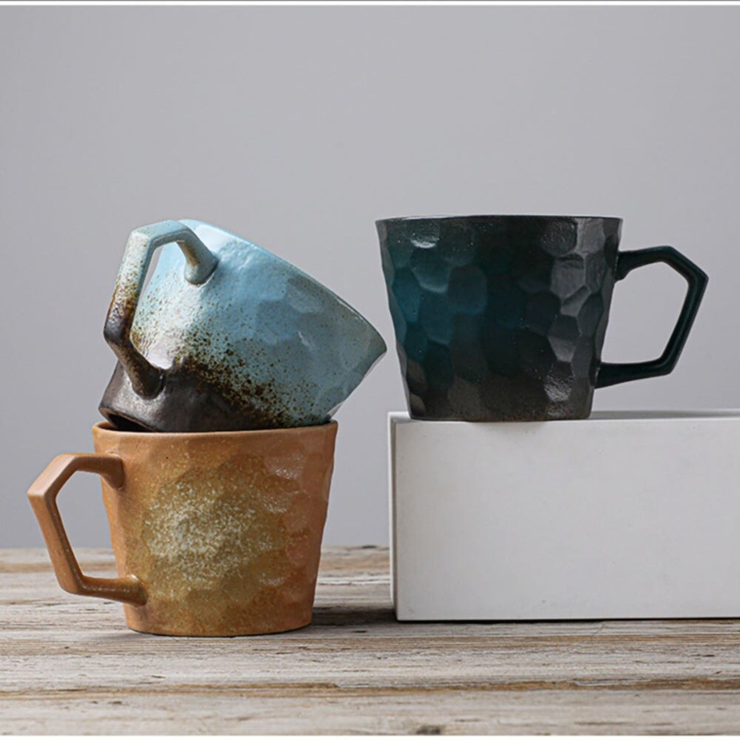 Stoneware Coffee Cup Vintage Japanese Style Mug - -