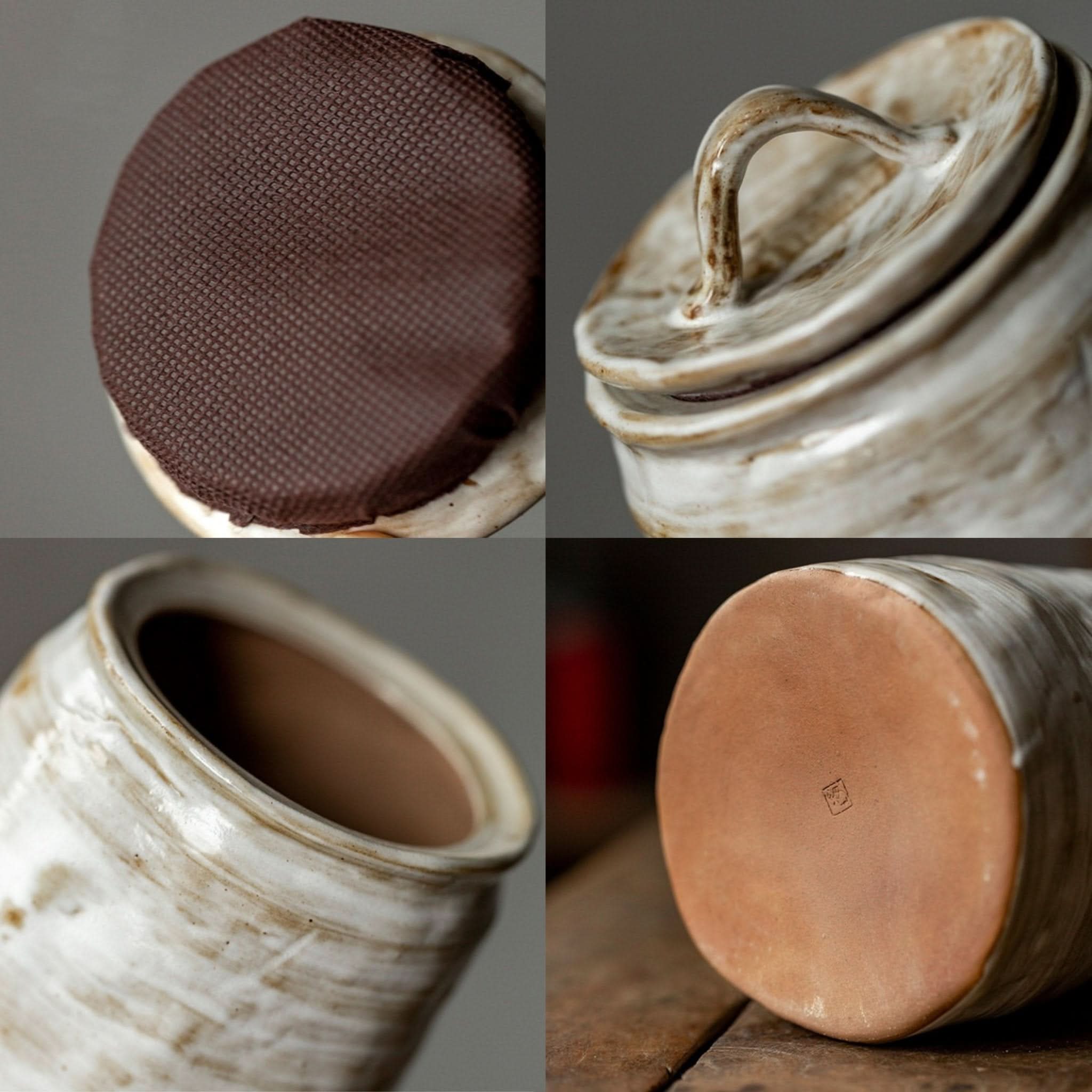 Rustic stoneware tea canister, Gongfu tea, Japanese tea, coffee, sugar, flour, spices, herbs, candy jar.
