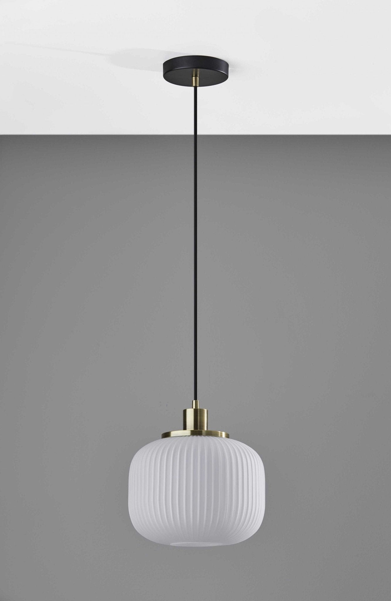 Striped Glass Glow Metal Pendant | Lantern, Mid Century, Vintage, Industrial, Retro, Modern Contemporary, Luxury, Japanese, Scandinavian - -