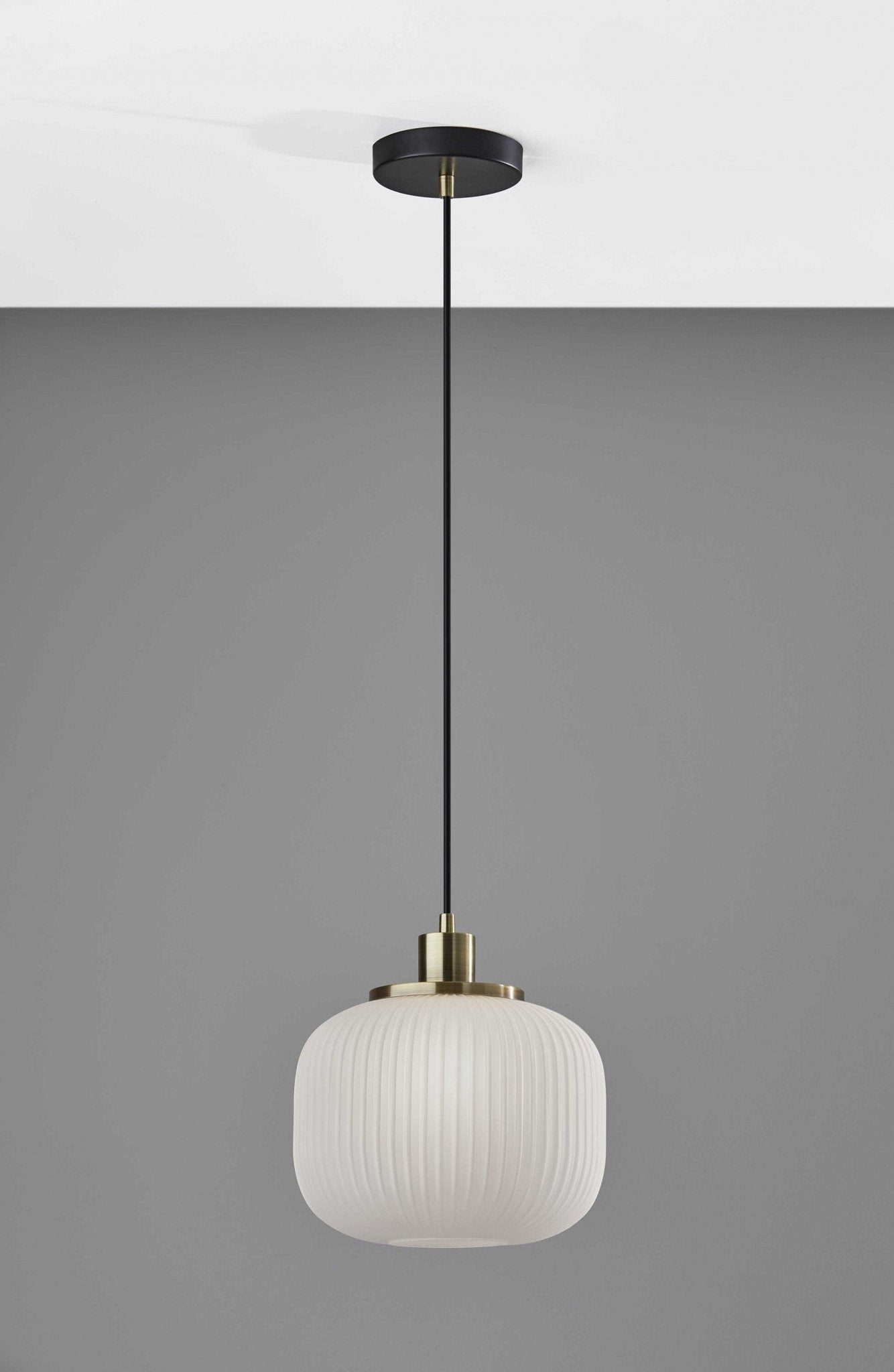 Striped Glass Glow Metal Pendant | Lantern, Mid Century, Vintage, Industrial, Retro, Modern Contemporary, Luxury, Japanese, Scandinavian - -