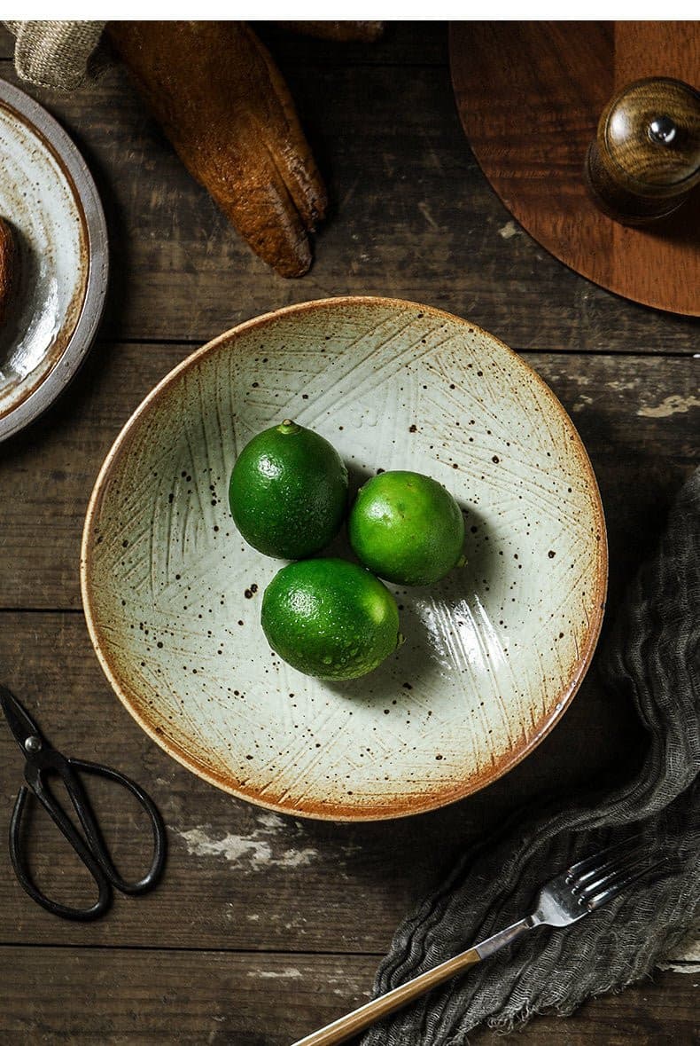 Tripod Stoneware Fruit Plate - -