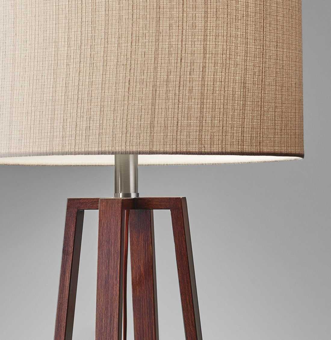 Walnut Wood Finish Linen Fabric Shade Table Lamp | Mid Century Table Lamp, Japanese, Scandinavian, Desk Lamp, Bedside Light - TABLE LAMP -