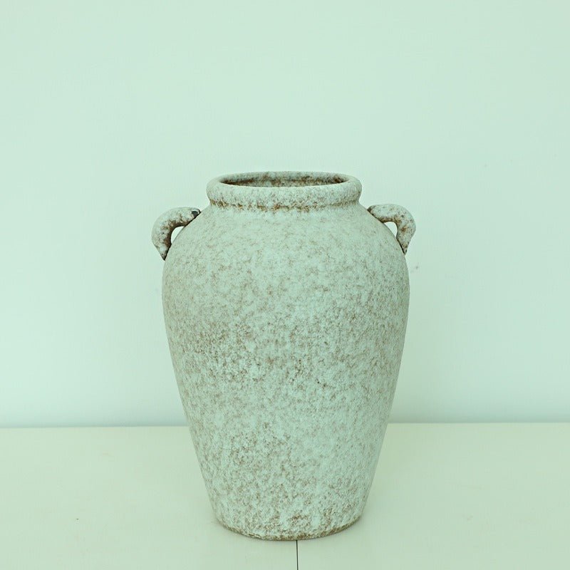 White Clay Pot for Plants | White Ceramic Vase, Textured, Stoneware, Rustic, Farmhouse, Boho, Ethnic - -