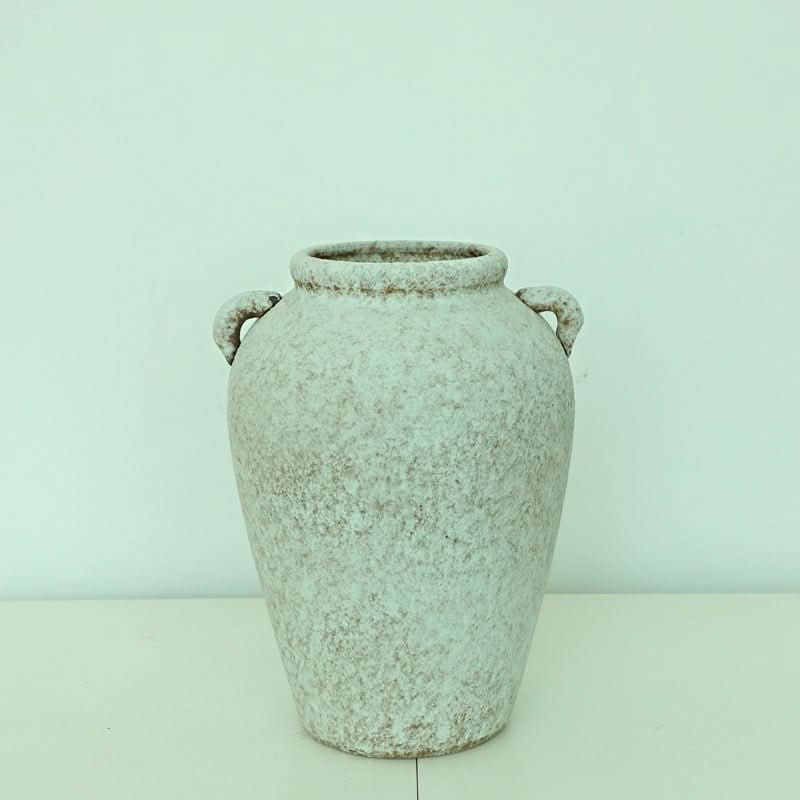 White Clay Pot for Plants | White Ceramic Vase, Textured, Stoneware, Rustic, Farmhouse, Boho, Ethnic - -