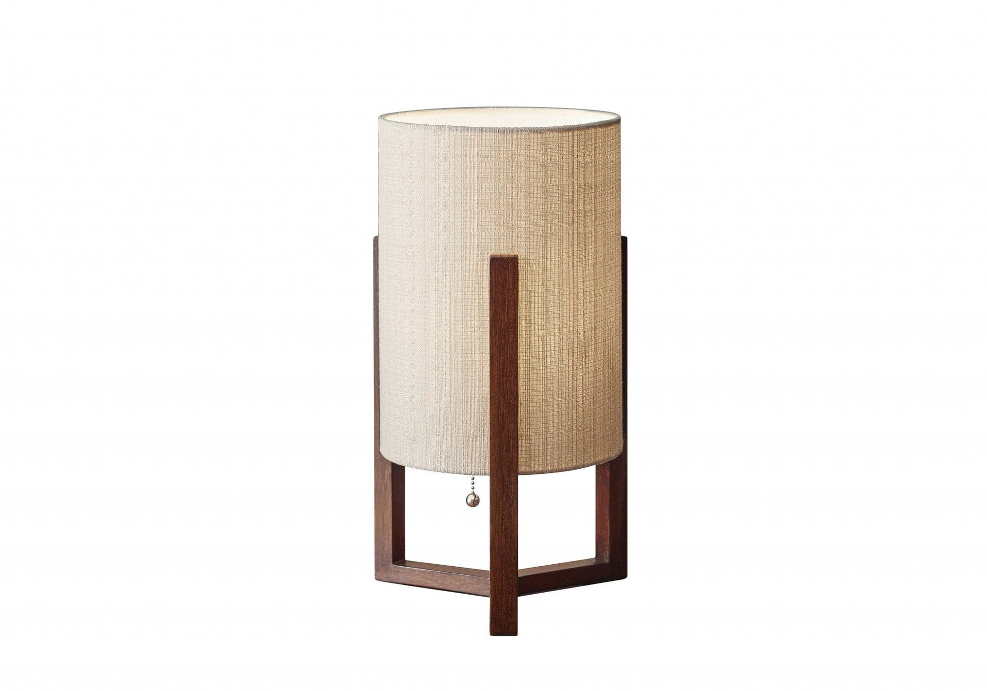 Wood Cylindric Table Lamp With Linen Shades | Walnut Birch Wood, Mid Century Table Lamp, Japanese, Scandinavian, Desk Lamp, Bedside Light - TABLE LAMP -