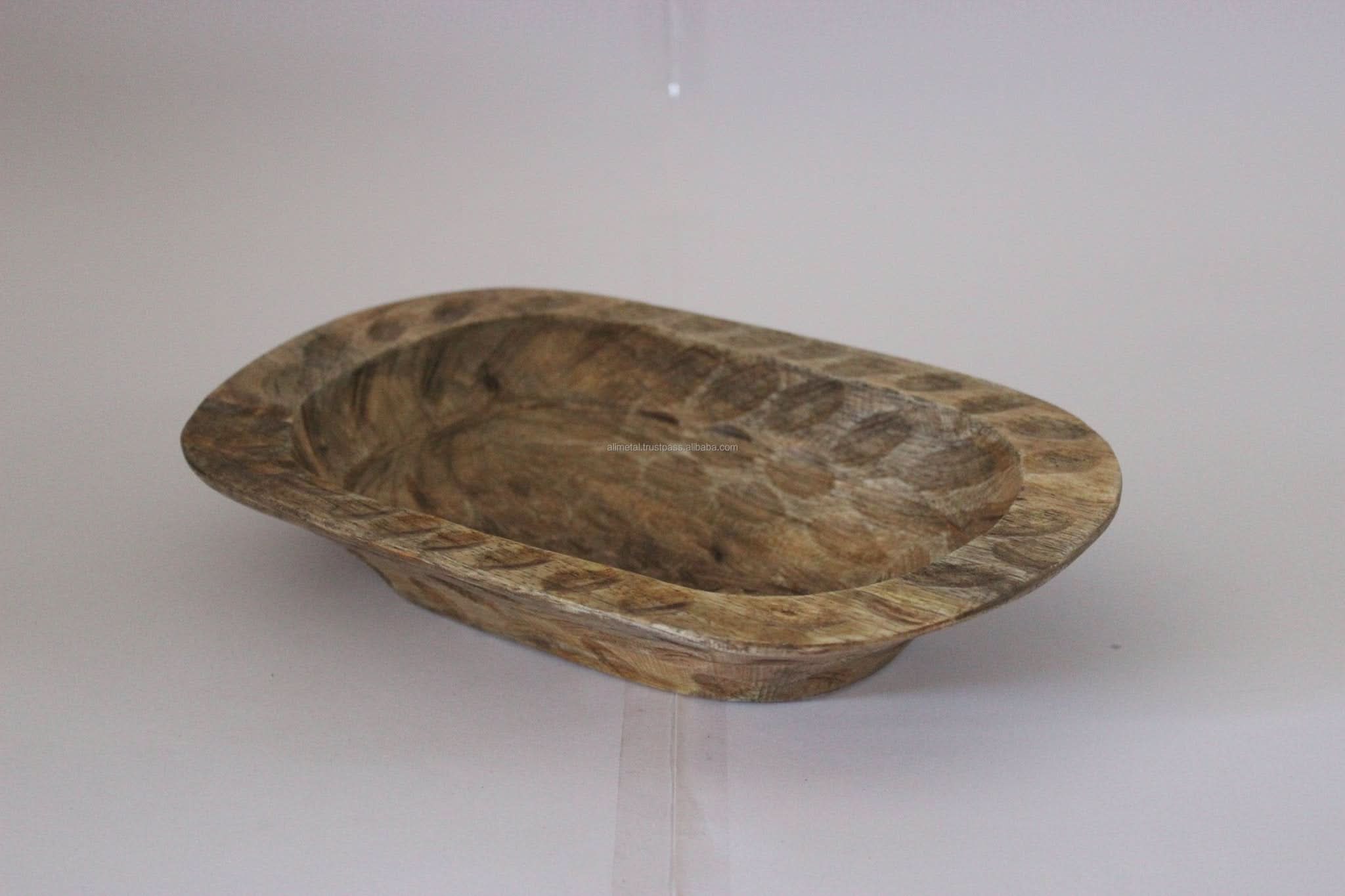 Brown wood dough decorative bowl, handcrafted for home decor, offices, hotels.