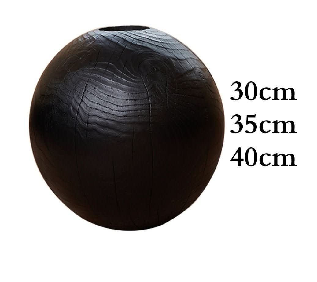 Black wood stool with natural grain texture, available in 30cm, 35cm, 40cm sizes.