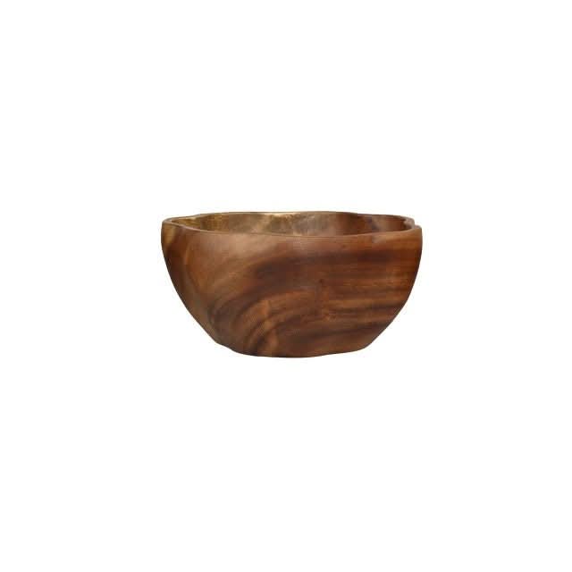 Acacia wooden bowl, a rustic wooden bowl with natural grain patterns for home decor.