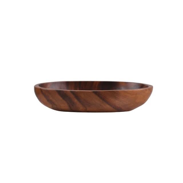 Acacia wooden bowl with natural wood grain, a beautiful home decor piece.