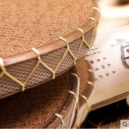 Zabuton Meditation Chair with Japanese tatami straw cushion, natural woven texture